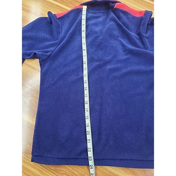 Vintage 90s Sequel Fleece Sweatshirt Color Block Size Small Navy Blue Red USA - Picture 9 of 9